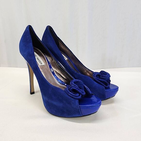 Steve Madden Regaal Platform Pumps Jeels Blue  Suede Size 8 - Picture 1 of 12